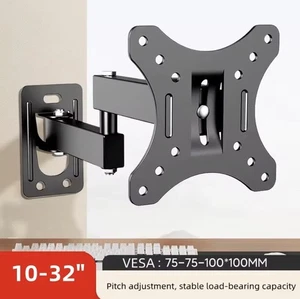 Full-Motion Wall Mount for 10–32 in Monitors & TVs, VESA 75/100, 22 lb - Picture 1 of 6