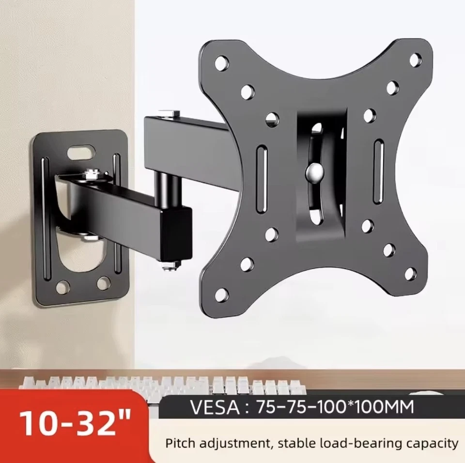 Full-Motion Wall Mount for 10–32 in Monitors & TVs, VESA 75/100, 22 lb - Image 1 of 4