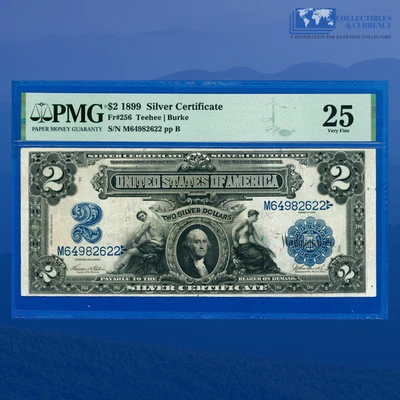 Fr.256 1899 $2 Two Dollars Silver Certificate MINI PORTHOLE, PMG VF 25 #82622 - Image 1 of 3