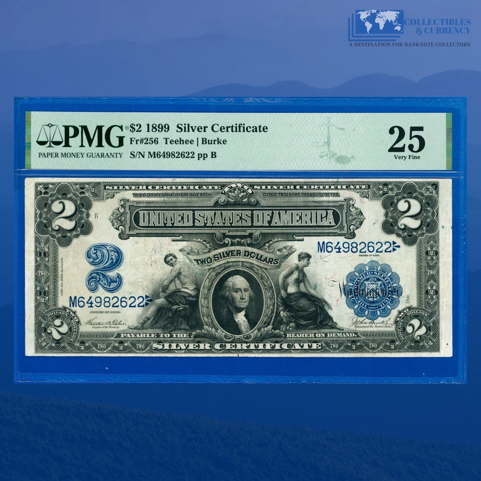 Fr.256 1899 $2 Two Dollars Silver Certificate MINI PORTHOLE, PMG VF 25 #82622 - Image 1 of 3
