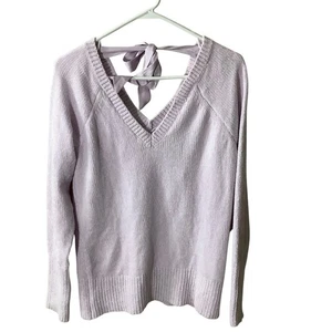 WHBM Women Lavender V-Neck Sweater with Back Tie size Medium NWT - Picture 1 of 4