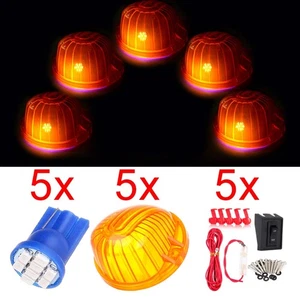 5X AMBER LENS 10SMD BLUE LED ROOF CAB RUNNING MARKER LIGHT KIT FOR TRUCK TRAILER - Foto 1 di 21