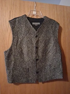 Le Collezioni Structure Italy Paisley Wool Blend Vest 4 Button Charcoal/brown - Picture 1 of 6