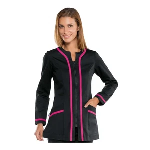 Casacca Estetista Donna Aruba Nera e Fucsia con Cerniera - Isacco - Osteopata - Foto 1 di 4