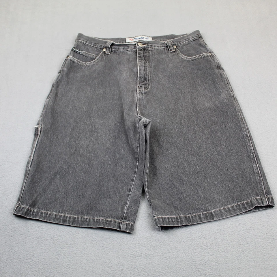 Anchor Blue Shorts Mens 36 Gray Denim Carpenter Vintage Y2K 90s Workwear Cotton - Image 1 of 4