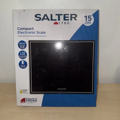 Báscula de baño digital Salter pantalla de fácil lectura plataforma de vidrio templado negra Foto 1 de 2
