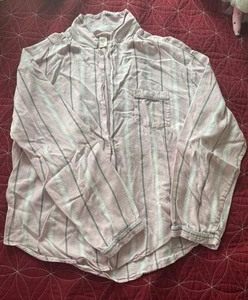 Victoria's Secret 2 Pc Cotton Pajama Set Pink/White/Gray Stripes Women’s Sz M * - Picture 1 of 15