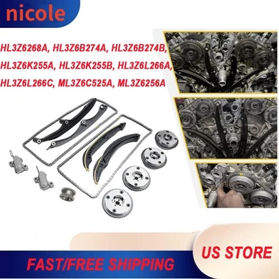 For 2017-24 Ford F150 Ecoboost Chains, Guides, Tensioners W/ PHASERS KIT 3.5L US - Image 1 of 4