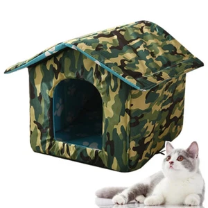 600D Weatherproof Cat House for Outdoor Pets Shelter Pet Tent Bed for Cats Dogs - Picture 1 of 12