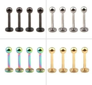 Tragus Helix Bar 3MM Ball Stainless Steel Labret Lip Bar Stud Cartilage Piercing - Picture 1 of 7