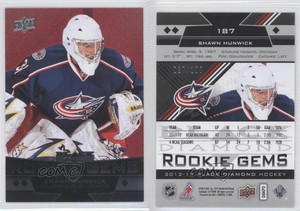 2012 Upper Deck Black Diamond Triple Gems Ruby /100 Shawn Hunwick #187 Rookie RC