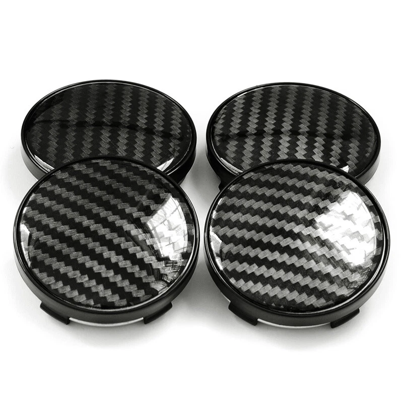 4pcs Carbon Fiber Car Wheel Hub Center Caps Cover Clip Kit 60mm (in 58mm) ABS - Image 1 of 4