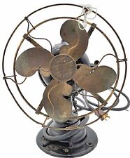 Antique 1914 Emerson Type 19644 8” Brass Blade And Cage Electric Desk Fan