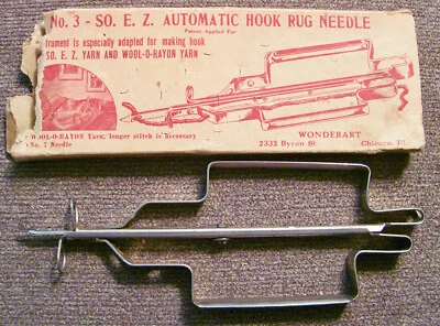 Vintage Wonderart No. 3 SO. E.Z. Automatic Hook Rug Needle w/Original Box - Image 1 of 3