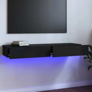 vidaXL TV Cabinet with LED Lights Black 120x35x15.5 cm HEE - Picture 1 of 10