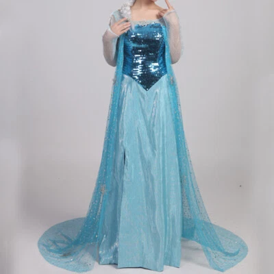 Frozen Queen Elsa Cosplay Dress Ball Gown Princess Costume - Image 1 of 4