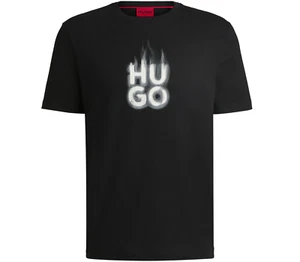 Hugo Boss Mens T-Shirt HUGO Dalayer Jersey Cotton Crew Neck Tee in Black - Picture 1 of 9