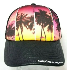 No Boundaries Womens Trucker Snapback Baseball Cap Hat Hawaii Palm Tree One-Size - Picture 1 of 7