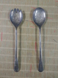 Vintage Silver Plate Sheffield England Salad Serving Fork and Spoon Set - Picture 1 of 12