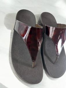 NIB FitFlop Lulu Tortoiseshell Toe Post Chocolate Brown Turtle Flip Flops US 9 - Picture 1 of 16