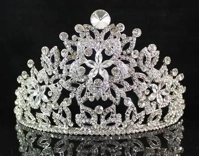 FLOWER AUSTRIAN RHINESTONE CRYSTAL TIARA HAIR COMBS BRIDAL PAGEANT PROM T1871 - Image 1 of 4