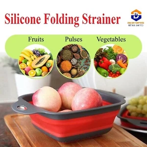 kitchen collapsible colander Folding strainer silicone Space-Save Sieve Cooking - Picture 1 of 19