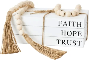 Decorative Books for Home Decor, White Faux Books for Decoration, Rustic Farmhou - Picture 1 of 12