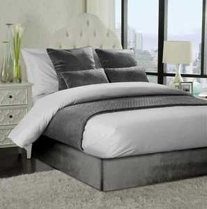 Suave Terciopelo Francés Sofá Cama Base Envolvente Cebolla Gris Carbón 42 cm Todos los Tamaños - Imagen 1 de 1