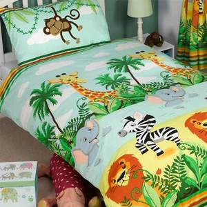 JUEGO FUNDA NÓRDICA INDIVIDUAL JUNGLE-TASTIC LEÓN ELEFANTE - Imagen 1 de 3