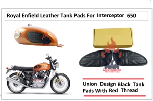 Royal Enfield "TANK KNEE PAD" With Red Thread Interceptor 650 Union Jack Style - Picture 1 of 11