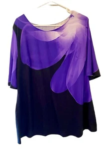 Purple And Black Short Sleeve Summer Top Size XXL - Picture 1 of 2