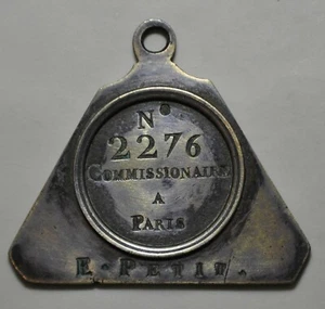 Berufsschild - PARIS Kommissar Nr. 2276 E. PETIT um 1811-1839 - Bild 1 von 2