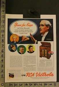 1938 PHONOGRAPH RCA VICTROLA RECORD MUSIC CONDUCTOR ORCHESTRA TOSCANINI AD WJ23 - Picture 1 of 1