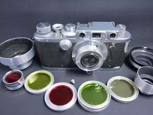 ZWEITER WELTKRIEG ERA1939 LEICA D.R.P. IIIa 35mm FILMKAMERA W1945 LEITZ ELMAR OBJEKTIV 50mm f/3,5 - Bild 1 von 24
