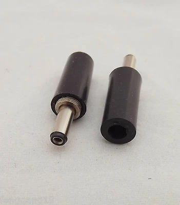 10x 3.5x1.3mm DC Power Cable Male Plug Connector Adapter Soldering Plastic Black - Image 1 of 4