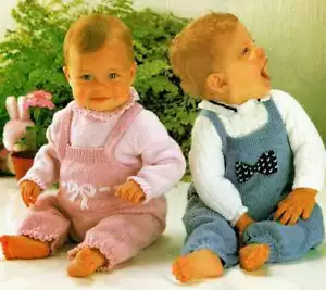 Knitting Pattern Baby Dungarees/Rompers & Sweaters/Jumpers. 18-22 Inch Chest. - Picture 1 of 1