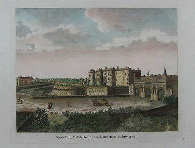 Bastille - Paris - Ansicht von G.A. Baldwyn - Originaler Kupferstich 1794 - Bild 1 von 3