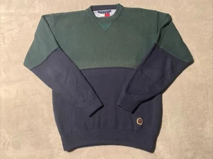 Vintage Tommy Hilfiger Strickpullover Herren Medium Pullover Rundhals Grün - Bild 1 von 12