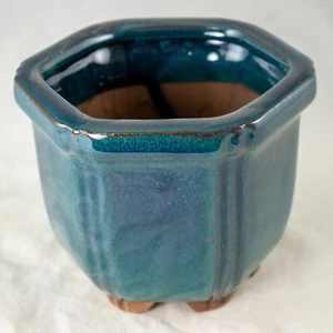 Hexagon Semi-Cascade Cactus & Succulent, Bonsai Pot + Mesh - 4.25"x 4.25"x 3.5" - Picture 1 of 10