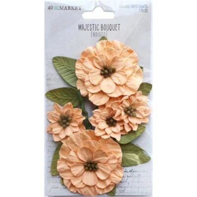 49 and Market Paper Flowers - Majestic Bouquet - Mango, MB-34161 - Image 1 of 2