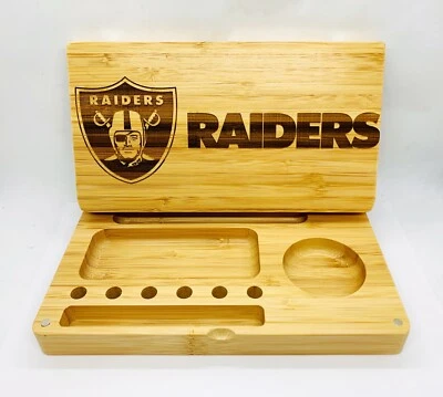 Raiders Grabado Láser Bambú Alta Calidad Bandeja Rodante Pop Regalo Navidad Foto 1 de 3