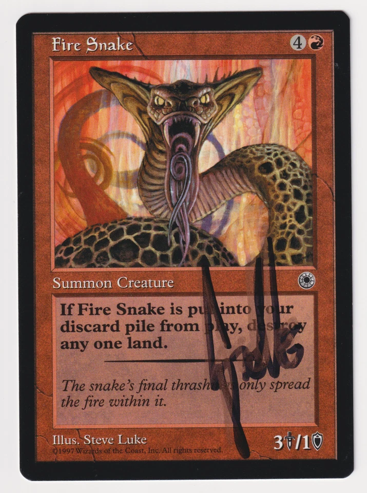 Shadow Signed Fire Snake Proof LP Portal Artist Steve Luke 1997 MTG Magic AP! - Image 1 of 2