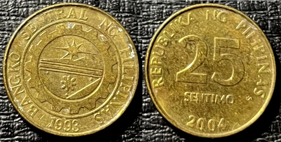 Philippines 2004 25 Sentimo KM-271a Brass plated steel aUNC #5 - US Seller - Image 1 of 1