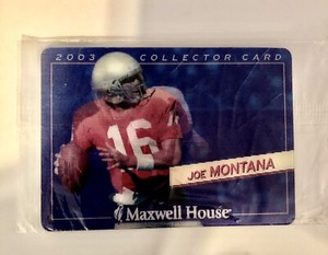 Joe Montana/ Jerry Rice 2003 Maxwell House Collectors Card, UNOPENED Holographic