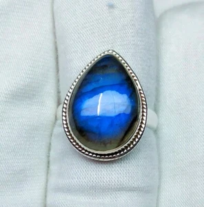 925 Sterling Silver Labradorite Ring Gemstone Handmade Ring Fine Jewelry R16 - Picture 1 of 5