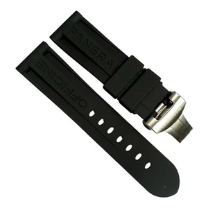 New Watch Band 24mm Rubber Strap Black Color for PANERAI OFFICIAL - Picture 1 of 5