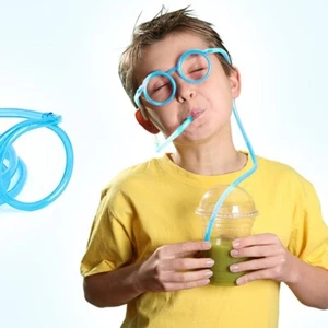 Coloured Straw Glasses Reusable Drink Party Games Gift Child Crazy UK - Picture 1 of 8