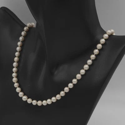 Perlenkette mit Schließe in 14 Kt. 585 Weißgold Länge: 56 cm - Bild 1 von 4