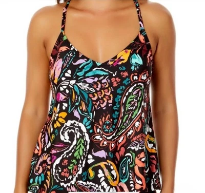 ANNE COLE Womens Size XL PETALY PAISLEY Bikini Swim Top Skirt - Image 1 of 4