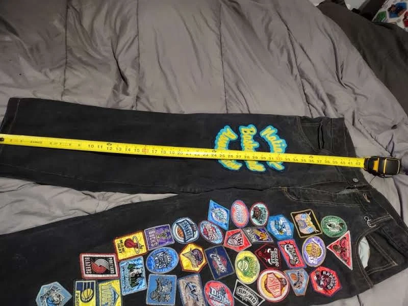 Pantalones de mezclilla vintage Jeff Hamilton Hardwood Classics con parche de la NBA para hombre talla 34 Foto 1 de 4